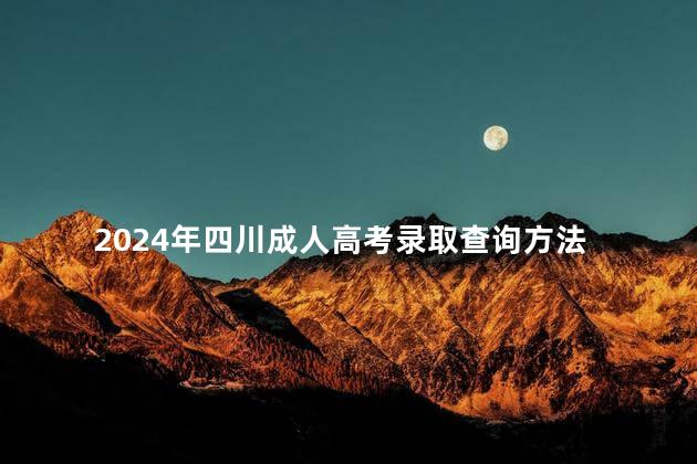 2024年四川成人高考录取查询方法