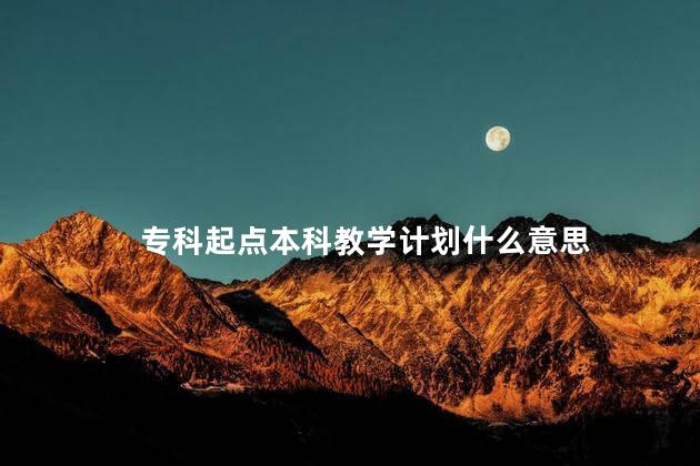 专科起点本科教学计划什么意思