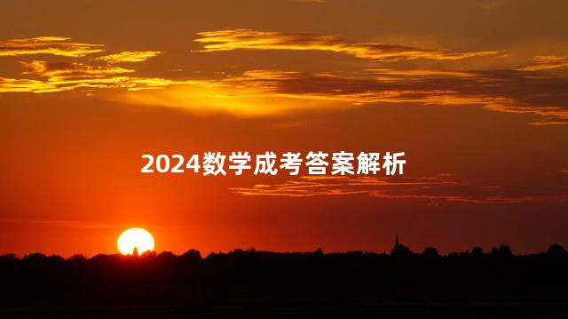 2024数学成考答案解析